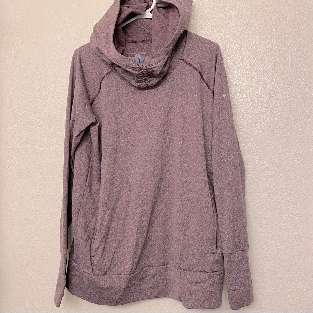 Columbia Omni-Wick Hoodie Womens XL Purple Cowl Neck Thumbholes Activewear